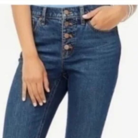 J.Crew Mid-Rise Flare Crop Stretch Jeans Button Fly Size 27 - Picture 2 of 9